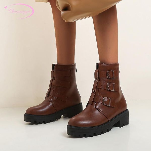 street style round toe motorcycle boots fashion buckle zipper waterproof rivets medium heel chunky ankle boots women's shoes, Black
street style round toe motorcycle boots fashion buckle zipper waterproof rivets medium heel chunky ankle boots women's shoes, Black