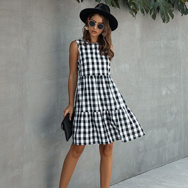 2021 women plaid dress classic black white plaid dresses women sleeveless summer dress red yellow blue fashion plaid dress, Black;gray
2021 women plaid dress classic black white plaid dresses women sleeveless summer dress red yellow blue fashion plaid dress, Black;gray