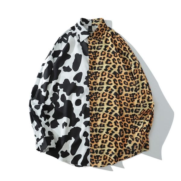 retro cow print shirt men and women color matching shirt loose leopard shirt c1212, White;black
retro cow print shirt men and women color matching shirt loose leopard shirt c1212, White;black