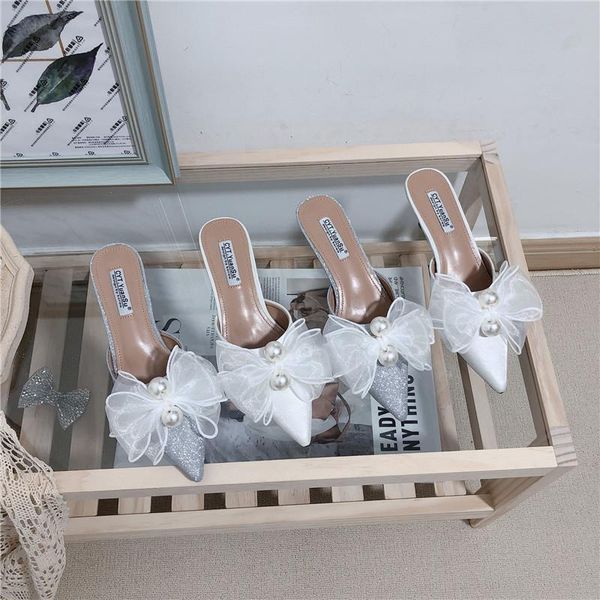 slippers fashion women pointed toe shallow mid heels slides party wedding shoes pearl bow design elegant dress, Black
slippers fashion women pointed toe shallow mid heels slides party wedding shoes pearl bow design elegant dress, Black