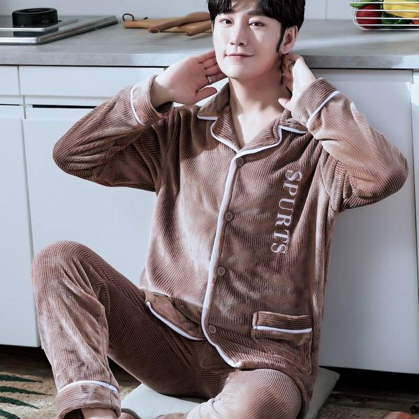 men's sleepwear men thicken warm autumn winter flannel pajamas set nightwear 2pcs shirt&pant sleep casual long sleeve homewear 3xl, Black;brown
men's sleepwear men thicken warm autumn winter flannel pajamas set nightwear 2pcs shirt&pant sleep casual long sleeve homewear 3xl, Black;brown