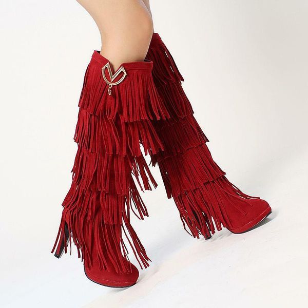 chic womens boho faux suede high heels fringe tassel western knee high boot fall, Black
chic womens boho faux suede high heels fringe tassel western knee high boot fall, Black