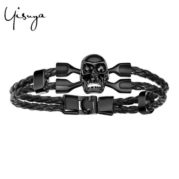 cool punk men black antique bracelets rope woven steampunk skeleton leather charm bracelet male party bangle wrist chain, Golden;silver
cool punk men black antique bracelets rope woven steampunk skeleton leather charm bracelet male party bangle wrist chain, Golden;silver