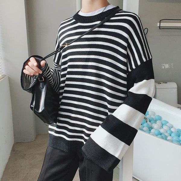 korean striped sweater men's warm fashion casual knit pullover men wild loose autumn winter knitting sweaters mens s-2xl, White;black
korean striped sweater men's warm fashion casual knit pullover men wild loose autumn winter knitting sweaters mens s-2xl, White;black