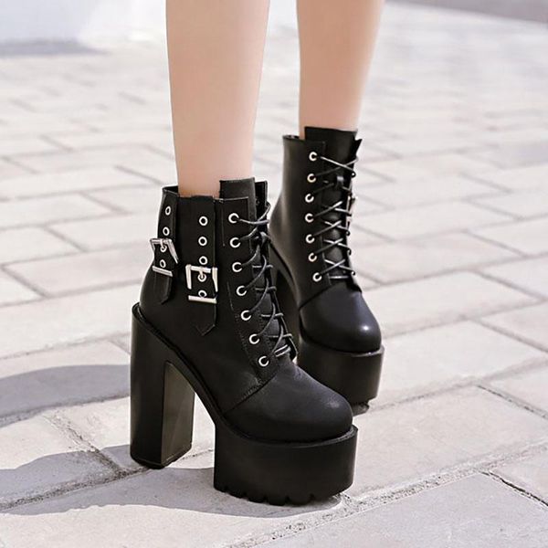 2020 winter women's station classic hate sky high thick heel belt buckle high heel ankle boots martin boots -6209, Black
2020 winter women's station classic hate sky high thick heel belt buckle high heel ankle boots martin boots -6209, Black