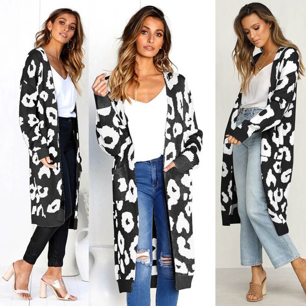 women leopard knitted long cardigan long sleeve sweater overcoat for female women 2021 autumn new outwear coats women autumn h1211, White;black
women leopard knitted long cardigan long sleeve sweater overcoat for female women 2021 autumn new outwear coats women autumn h1211, White;black