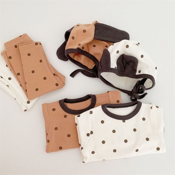 baby boys girls pure cotton dot clothes sets infant kids toddler long sleeve pants and hat suits y200803, White
baby boys girls pure cotton dot clothes sets infant kids toddler long sleeve pants and hat suits y200803, White