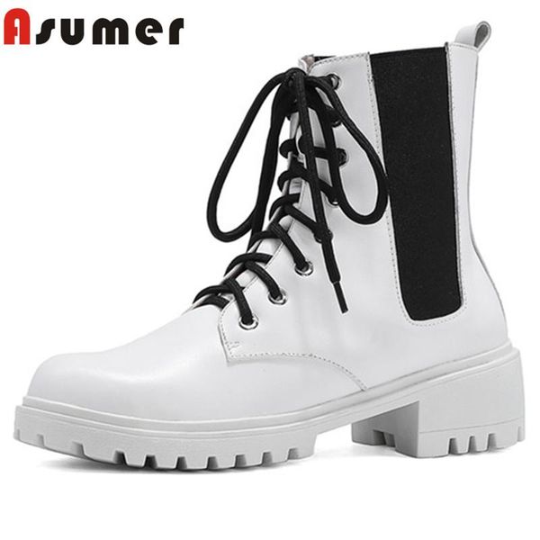 boots asumer 2021 est lace up women round toe mixed colors 5cm square heel casual shoes genuine leather ankle, Black
boots asumer 2021 est lace up women round toe mixed colors 5cm square heel casual shoes genuine leather ankle, Black