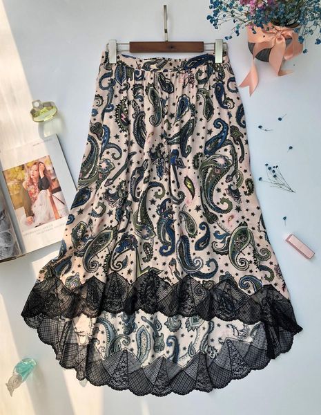 retro printed women midi skirt lace stitching elastic waist temperament lady skirt q1211, Black
retro printed women midi skirt lace stitching elastic waist temperament lady skirt q1211, Black
