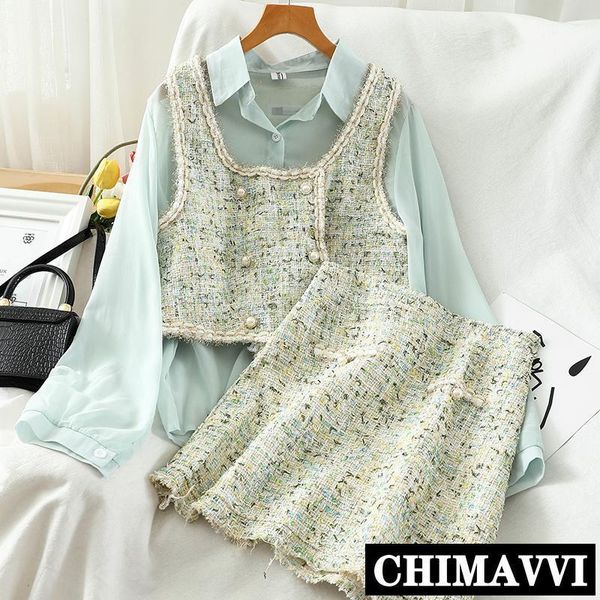 new fashion lady's long sleeve solid shirt tweed tank vest high waist short skirt 3 piece set women clothing girls skirt set1, Gray
new fashion lady's long sleeve solid shirt tweed tank vest high waist short skirt 3 piece set women clothing girls skirt set1, Gray