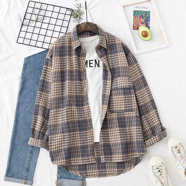 spring autumn fashion jacket retro british style frosted plaid for lovers loose medium length thickened shirt coat 16238, Black;brown
spring autumn fashion jacket retro british style frosted plaid for lovers loose medium length thickened shirt coat 16238, Black;brown