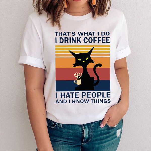 women graphic funny striped coffee cat printing style 90s cartoon lady clothes clothing tees print female tshirt t shirt, White
women graphic funny striped coffee cat printing style 90s cartoon lady clothes clothing tees print female tshirt t shirt, White