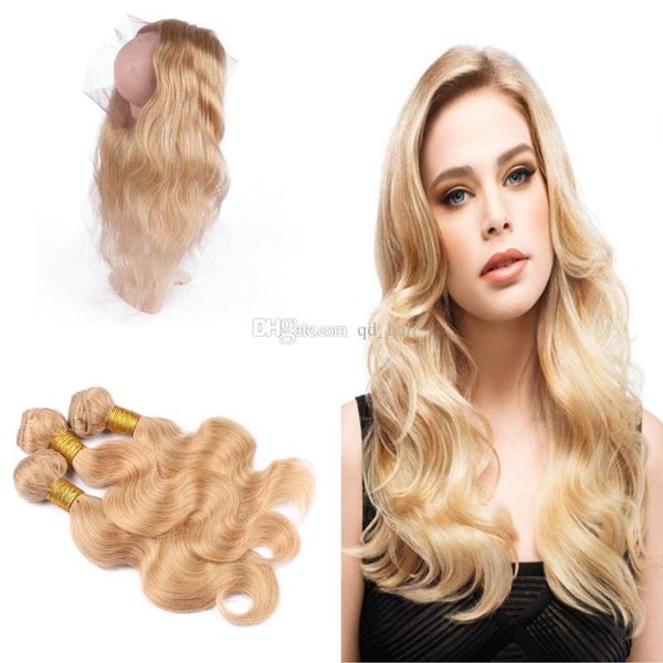 brazilian body wave 27 human hair weaves with pre plucked 360 lace frontal honey blonde 360 lace frontal with 27 hair bundles, Black;brown 
brazilian body wave 27 human hair weaves with pre plucked 360 lace frontal honey blonde 360 lace frontal with 27 hair bundles, Black;brown