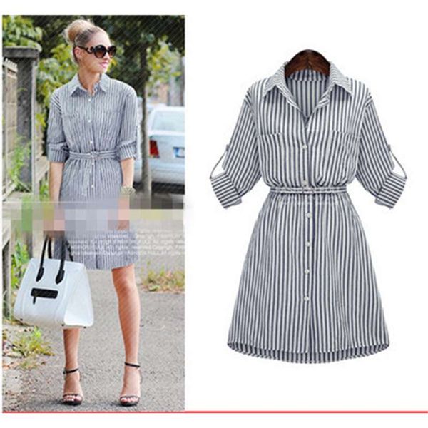 summer and autumn new style plus plus plus size women's dress with fat mm and thin stripe, White
summer and autumn new style plus plus plus size women's dress with fat mm and thin stripe, White