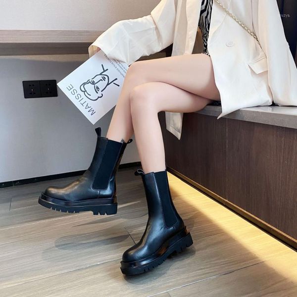 and winter new women's british wind net all leather boots autumn red short boots, chelsey thick bottom chimney1, Black
and winter new women's british wind net all leather boots autumn red short boots, chelsey thick bottom chimney1, Black