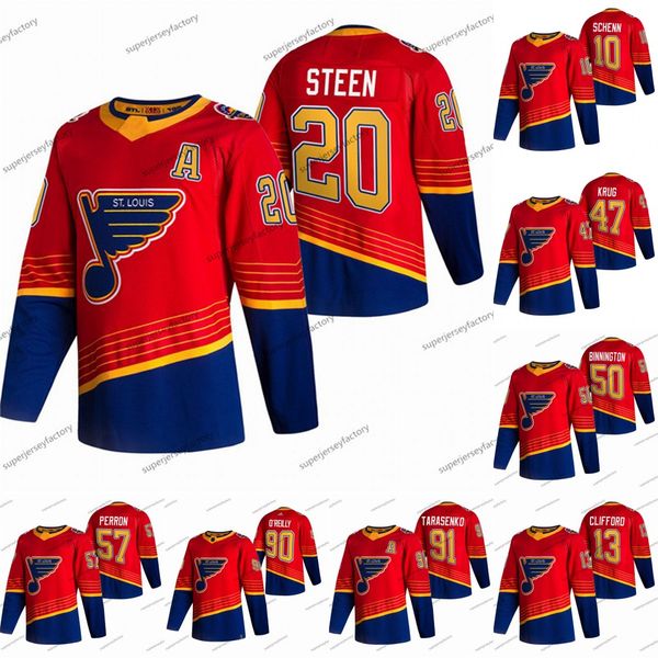 20 alexander steen st. louis blues 2021 reverse retro jersey vladimir tarasenko ryan o'reilly binnington david perron parayko schenn, Black;red
20 alexander steen st. louis blues 2021 reverse retro jersey vladimir tarasenko ryan o'reilly binnington david perron parayko schenn, Black;red
