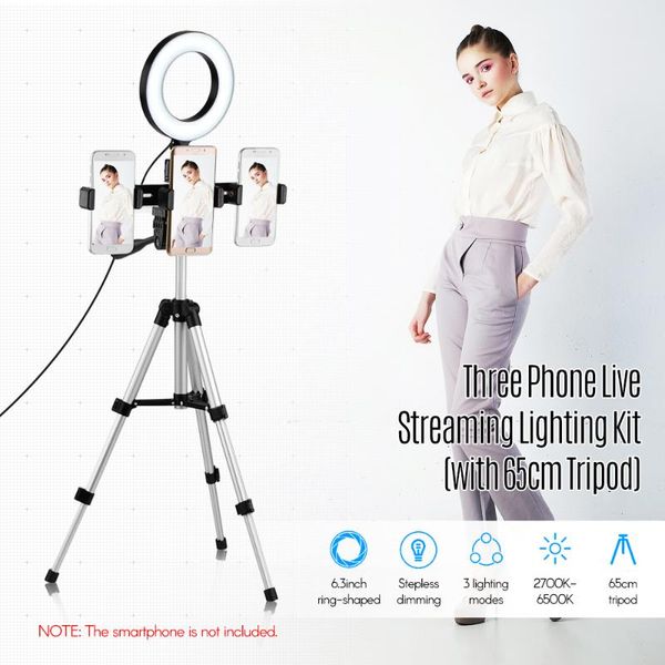 flash heads 6.3inch/16cm 2700k~6500k bi-color dimmable usb ring video light+portable tabletripod+three-phone holder+ bt remote control
flash heads 6.3inch/16cm 2700k~6500k bi-color dimmable usb ring video light+portable tabletripod+three-phone holder+ bt remote control