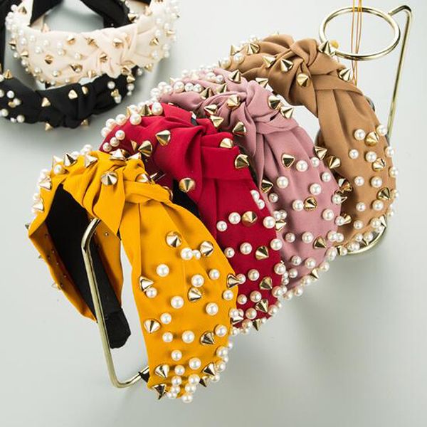 new fashion women hairband rivet pearls headband center knot headwear turban hair accessories, Silver
new fashion women hairband rivet pearls headband center knot headwear turban hair accessories, Silver
