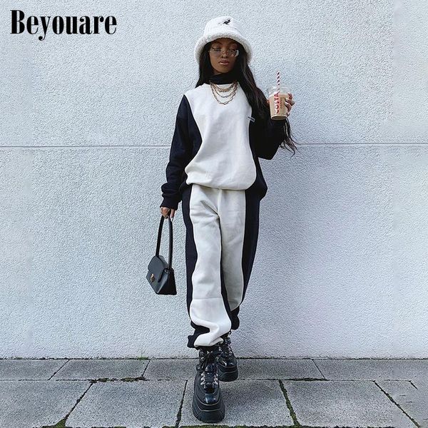 beyouare casual women two piece outfit set tracksuit winter patchwork jogger streetwear cotton o neck hoodies women's set 2021, Gray
beyouare casual women two piece outfit set tracksuit winter patchwork jogger streetwear cotton o neck hoodies women's set 2021, Gray