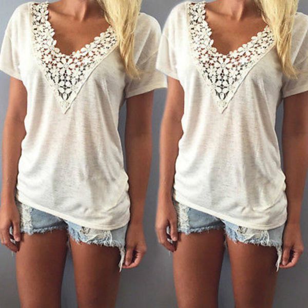 wholesale-women summer loose casual lace short sleeve v-neck t-shirts vest shirt ladies 1, White
wholesale-women summer loose casual lace short sleeve v-neck t-shirts vest shirt ladies 1, White