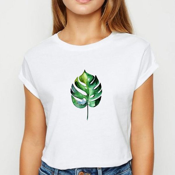 new t shirt women leaves and cactus tshirt loose spring summer women's shirt comfortable versatile o-neck t-shirts, White 
new t shirt women leaves and cactus tshirt loose spring summer women's shirt comfortable versatile o-neck t-shirts, White