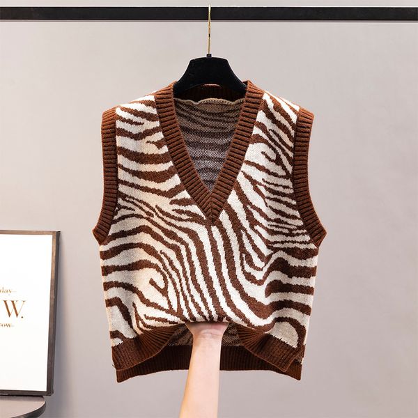 2021 new waistcoat vest jacket autumn knit women's sweater winter zebra pattern outer wear korean style fax1, Black;white
2021 new waistcoat vest jacket autumn knit women's sweater winter zebra pattern outer wear korean style fax1, Black;white