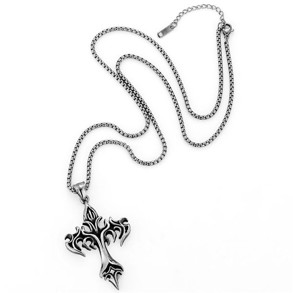 trendy new flame cross titanium steel simple pendant female fashion retro couple, Silver
trendy new flame cross titanium steel simple pendant female fashion retro couple, Silver