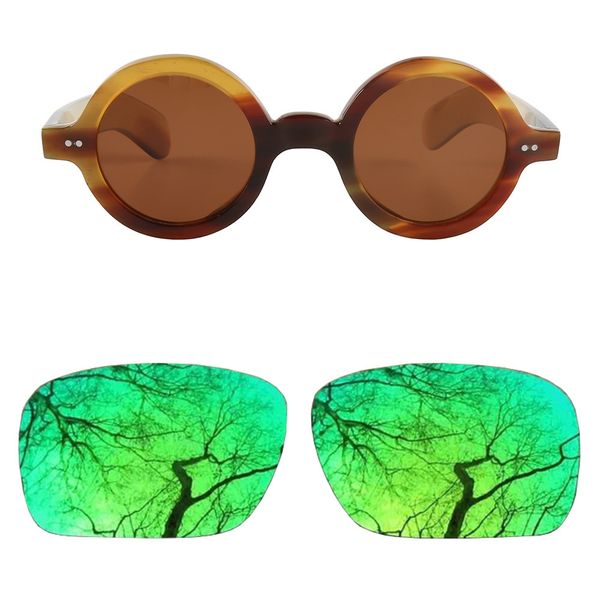 ретро круглая черепаха color polarized солнцезащитные очки ручной работы заклепки украшенные толстыми широкими оптическими очками