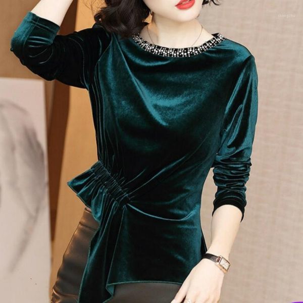 spring fall fashion women rhinestone long sleeve irregular ruffles velvet shirt blouse , female womens korea green velour shirts1, White
spring fall fashion women rhinestone long sleeve irregular ruffles velvet shirt blouse , female womens korea green velour shirts1, White