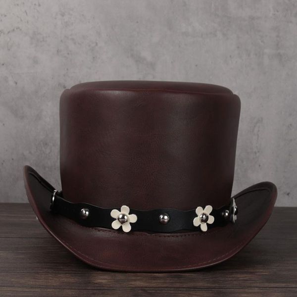 women leather hat flat flower fedoras hat magician steampunk cosplay party cap 3size 13cm, Blue;gray
women leather hat flat flower fedoras hat magician steampunk cosplay party cap 3size 13cm, Blue;gray