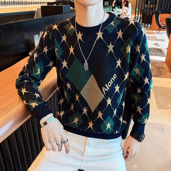 men's sweaters 2021 winter style handsome social spirit guy round neck fashion trend pullover casual sweater, White;black
men's sweaters 2021 winter style handsome social spirit guy round neck fashion trend pullover casual sweater, White;black