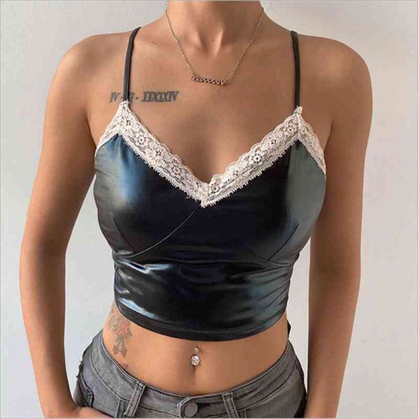 women camisole summer lace leather patchwork sleeveless solid color v-neck crop fashion casual camis, White
women camisole summer lace leather patchwork sleeveless solid color v-neck crop fashion casual camis, White