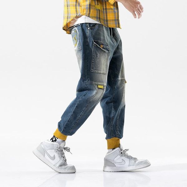 men's jeans men's streetwear men vintage blue loose joggers pants hombre multiple pockets patchwork cargo hip hop men1 
men's jeans men's streetwear men vintage blue loose joggers pants hombre multiple pockets patchwork cargo hip hop men1