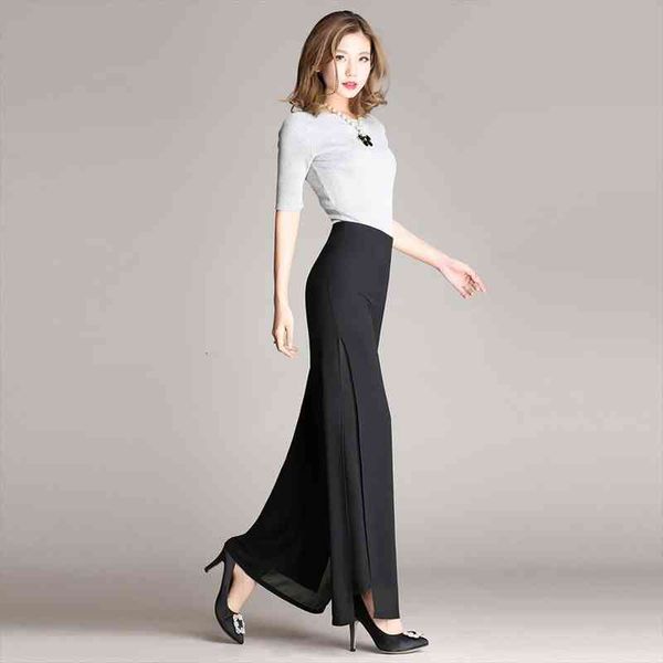 women high waist chiffon pants loose wide leg pants trousers elegant side split double layer casual plus size pantalones, Black;white
women high waist chiffon pants loose wide leg pants trousers elegant side split double layer casual plus size pantalones, Black;white
