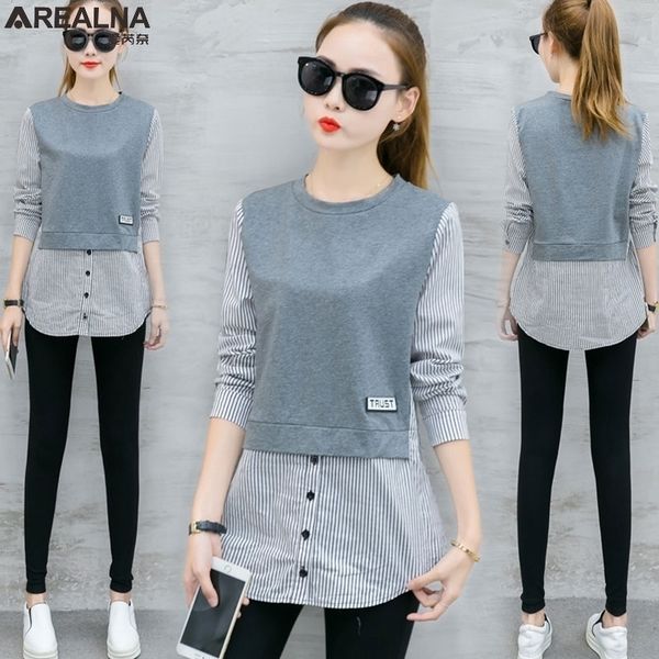 autumn striped patchwork sweatshirt women hoodies long sleeve fake two pieces tracksuit casual pullovers moletom feminino 201102, Black
autumn striped patchwork sweatshirt women hoodies long sleeve fake two pieces tracksuit casual pullovers moletom feminino 201102, Black