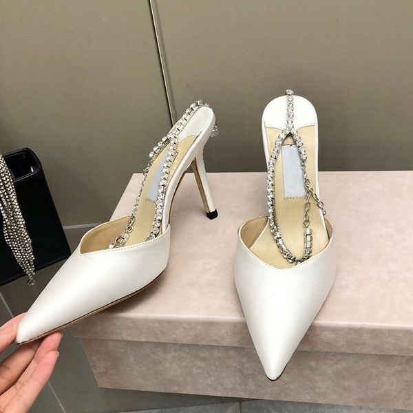 women's wedding sandals fashion lady brand design slingback transparent diamond genuine leather shoes high heel size 35-41, Black
women's wedding sandals fashion lady brand design slingback transparent diamond genuine leather shoes high heel size 35-41, Black
