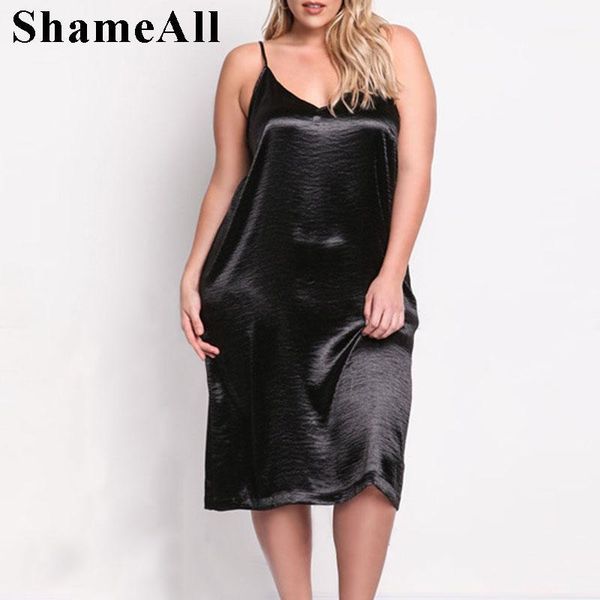 shameall plus size sleeveless deep v neck satin slip dress women pajama mid-calf dress glossy evening party black dresses1, Black;gray
shameall plus size sleeveless deep v neck satin slip dress women pajama mid-calf dress glossy evening party black dresses1, Black;gray