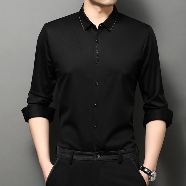 2021 new fix rhinestone shirt long sleeve bussiness collar black formal male dress fine fit jgw3, White;black
2021 new fix rhinestone shirt long sleeve bussiness collar black formal male dress fine fit jgw3, White;black