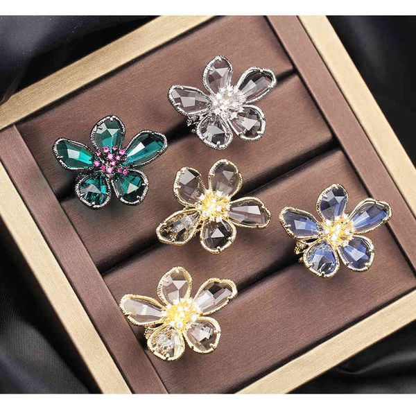 band rings multicolor crystal flower red blue green exaggerated women's open, Silver
band rings multicolor crystal flower red blue green exaggerated women's open, Silver