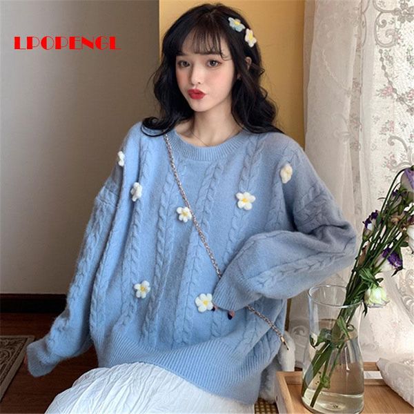 women's sweaters 2020 autumn new blue casual long sleeve o-neck pullovers flowers loose kniiting shirts female, White;black
women's sweaters 2020 autumn new blue casual long sleeve o-neck pullovers flowers loose kniiting shirts female, White;black