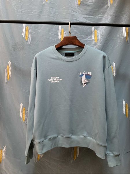 2022 dove print amirs crew neck loose terry sweater, Black
2022 dove print amirs crew neck loose terry sweater, Black