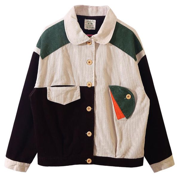 autumn winter designer color block women corduroy basic jacket hit color patched pocket thick coat harajuku new single-breasted, Black;brown
autumn winter designer color block women corduroy basic jacket hit color patched pocket thick coat harajuku new single-breasted, Black;brown