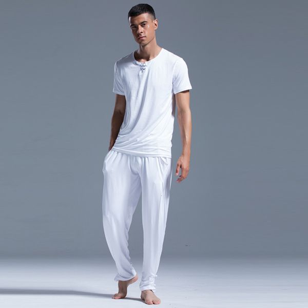 dance new style men's yoga pants dancing training solid color performance suit, short sleeve two-piece disc button, Gray
dance new style men's yoga pants dancing training solid color performance suit, short sleeve two-piece disc button, Gray