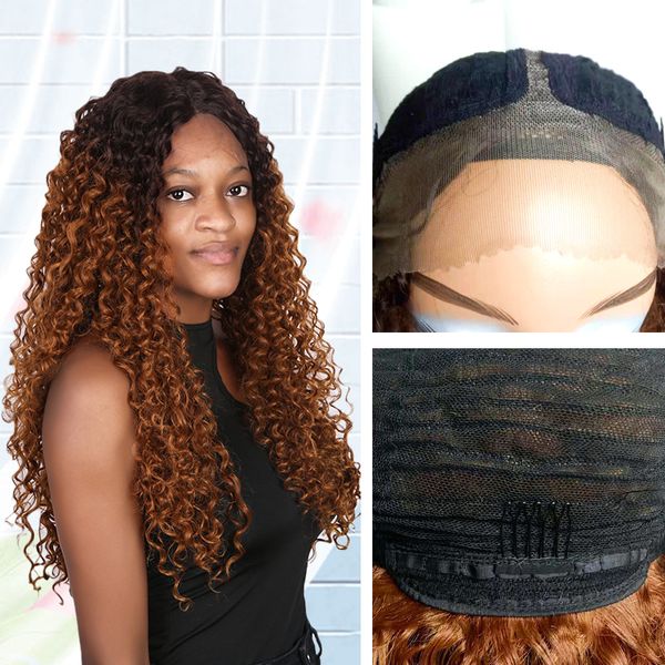 30 inches kinky curly synthetic lace front wig ombre color t part simulation human hair lace- frontal wigs jc00115-t, Black;brown
30 inches kinky curly synthetic lace front wig ombre color t part simulation human hair lace- frontal wigs jc00115-t, Black;brown