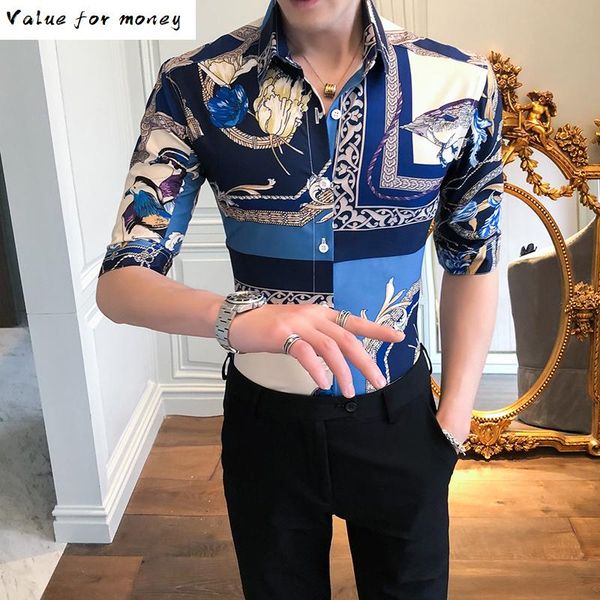 camisa night masculina club party clothing 2021 summer casual slim fit shirt men half sleeve printing streetwear social blouse, White;black
camisa night masculina club party clothing 2021 summer casual slim fit shirt men half sleeve printing streetwear social blouse, White;black