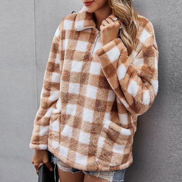 women's hoodies & sweatshirts autumn winter sweatshirt long sleeve plaid pullover outwear turn-down collar zipper plush fluffly soft c, Black
women's hoodies & sweatshirts autumn winter sweatshirt long sleeve plaid pullover outwear turn-down collar zipper plush fluffly soft c, Black
