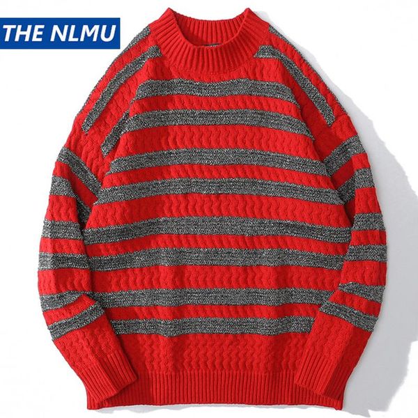 men's sweaters hip hop striped christmas sweater men 2021 winter fashion knitted harajuku loose pullover streetwear red black wy422, White;black
men's sweaters hip hop striped christmas sweater men 2021 winter fashion knitted harajuku loose pullover streetwear red black wy422, White;black