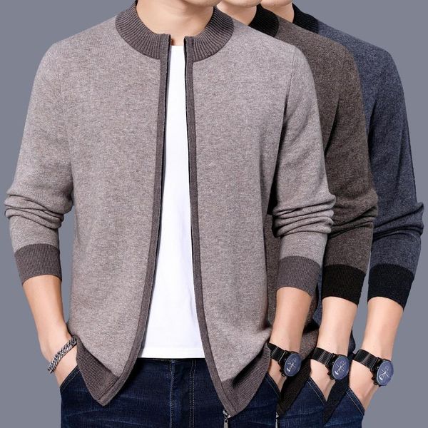 men's sweaters men 100% merino wool cardigan 2021 autumn winter thick warm zipper pure cashmere sweatercoat jacket, White;black
men's sweaters men 100% merino wool cardigan 2021 autumn winter thick warm zipper pure cashmere sweatercoat jacket, White;black