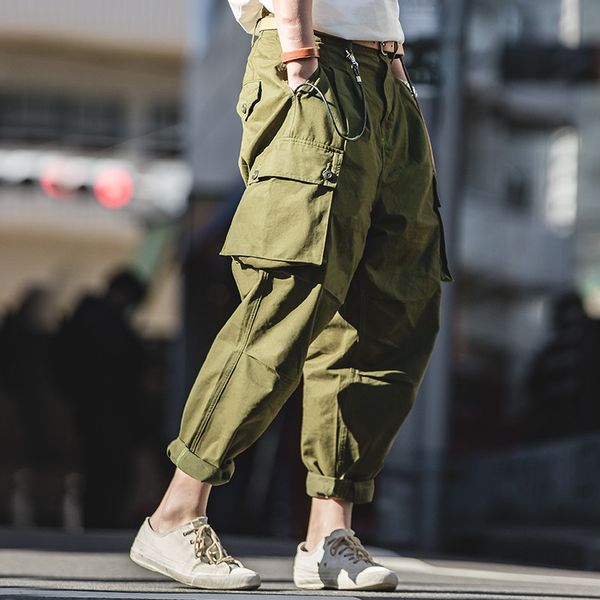 maden men's loose overalls multi-pocket green casual pants cotton harem pants men 201113, Black
maden men's loose overalls multi-pocket green casual pants cotton harem pants men 201113, Black