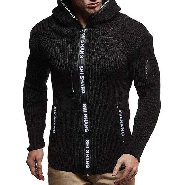 men's sweaters autumn winter 2021 casual slim hooded knitted sweater men solid full sleeve zipper cardigan coats, White;black
men's sweaters autumn winter 2021 casual slim hooded knitted sweater men solid full sleeve zipper cardigan coats, White;black